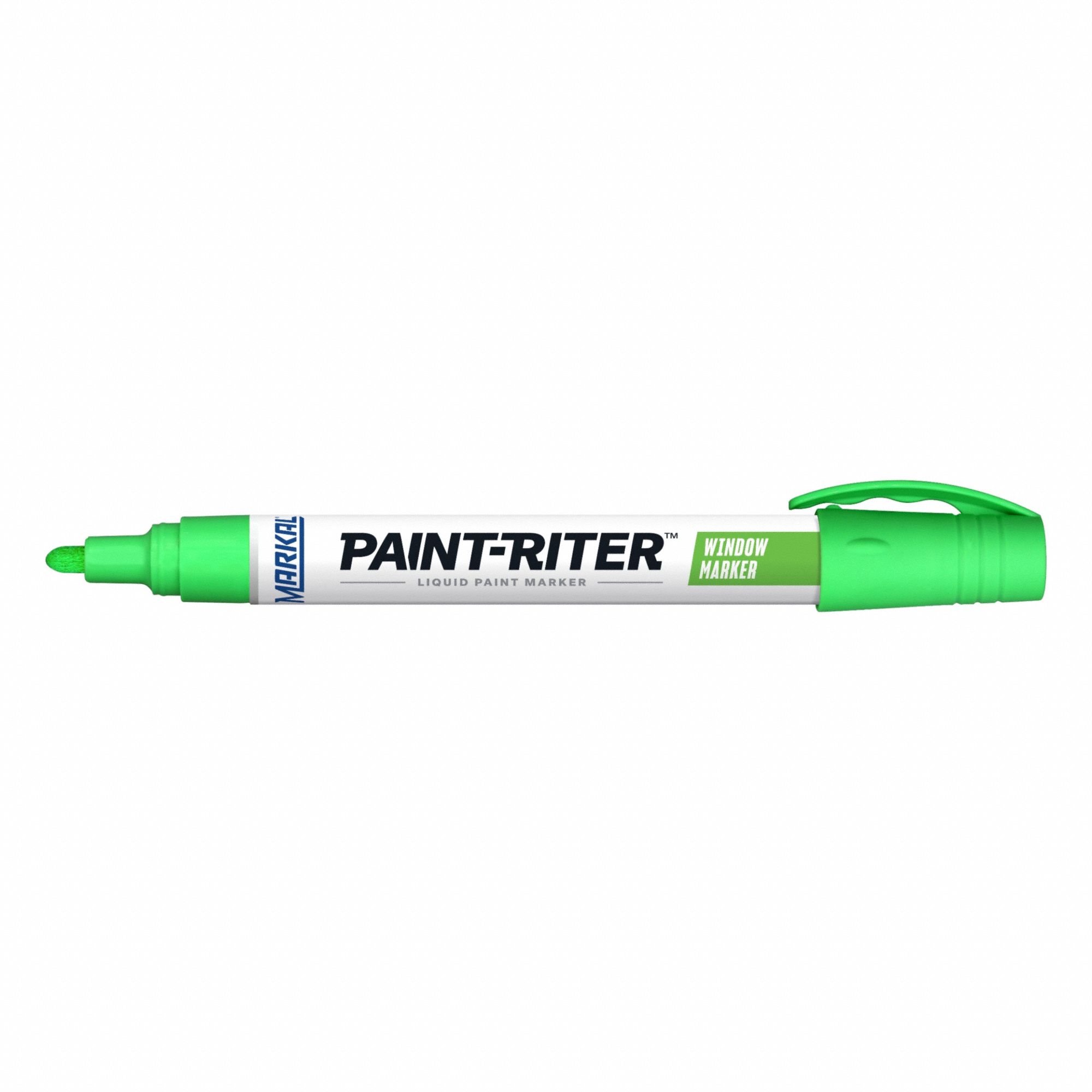 Liquid Paint Marker: Water Removable, Green, 3.18 mm Tip Wd, Point, Gen Purpose