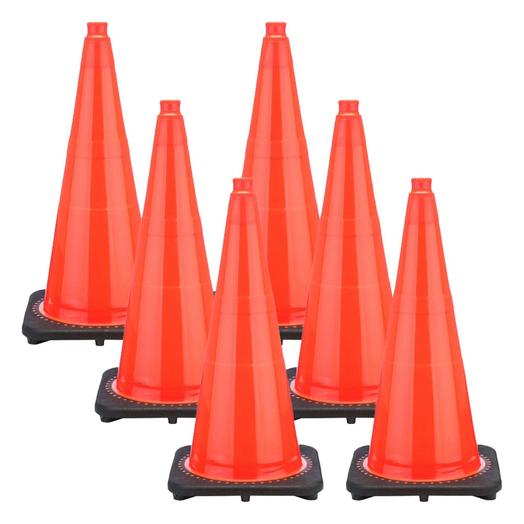 Rubber Base, PVC, Traffic Orange, Cone: Day or Low Speed Roadway (40 MPH or Less), Non-Reflective