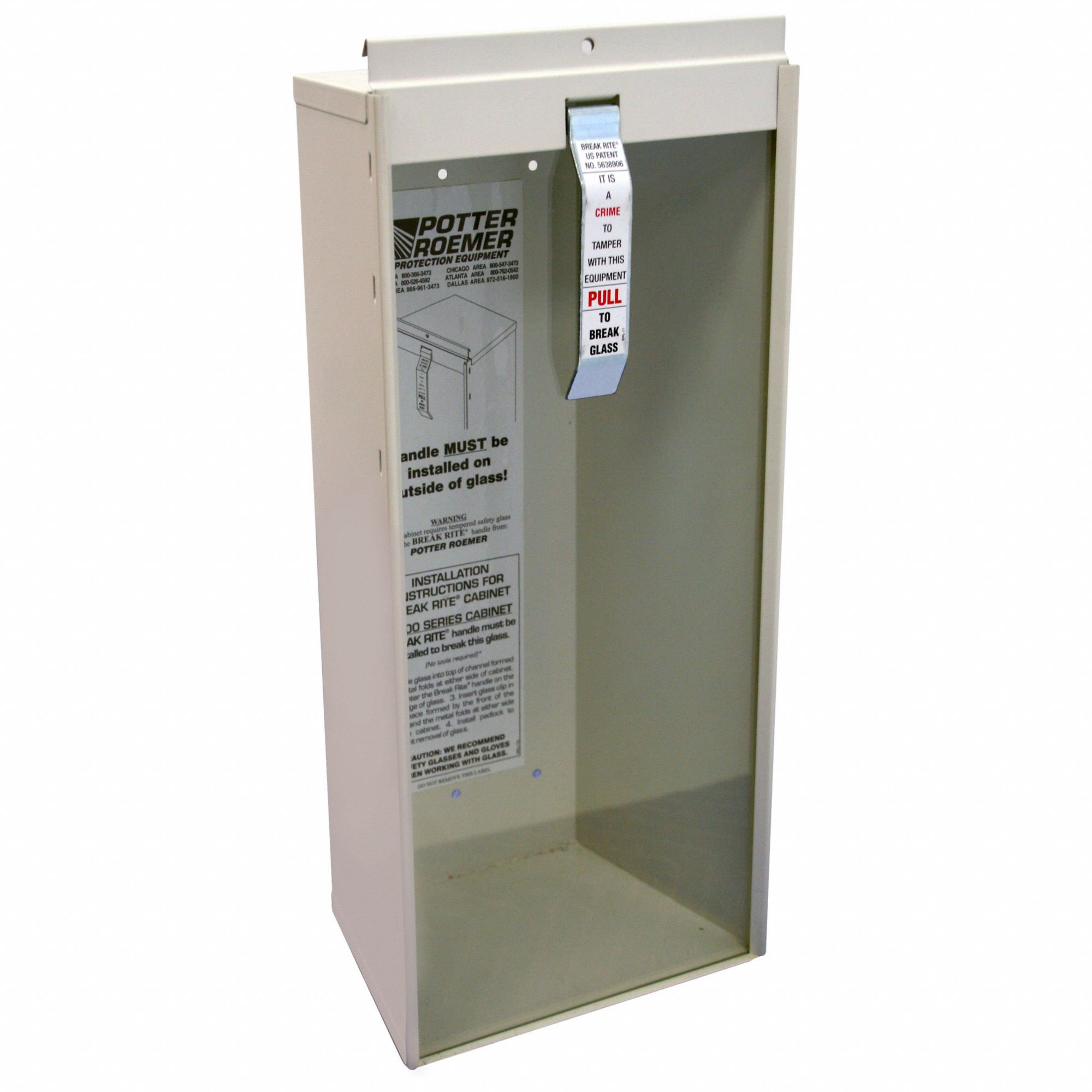 Fire Extinguisher Cabinet: Surface Mount Mounting, 6 lb Capacity, Galvanized Steel, 19 in Ht