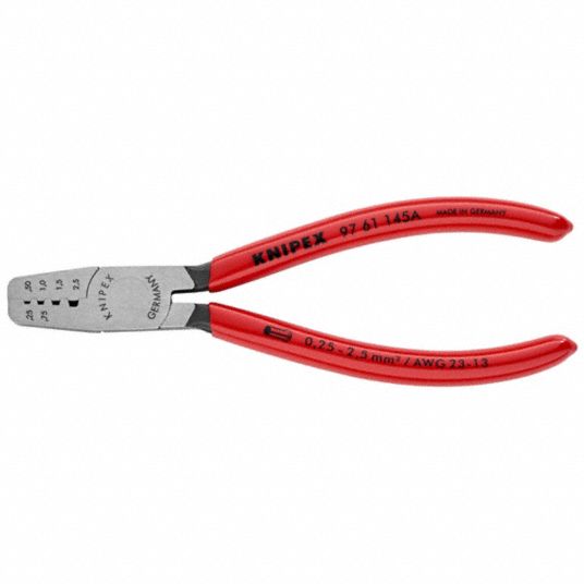 KNIPEX, Insulated Single Ferrules/Non-Insulated Single Ferrules, Trapezoid Crimp, Crimper 61 145 A - Grainger