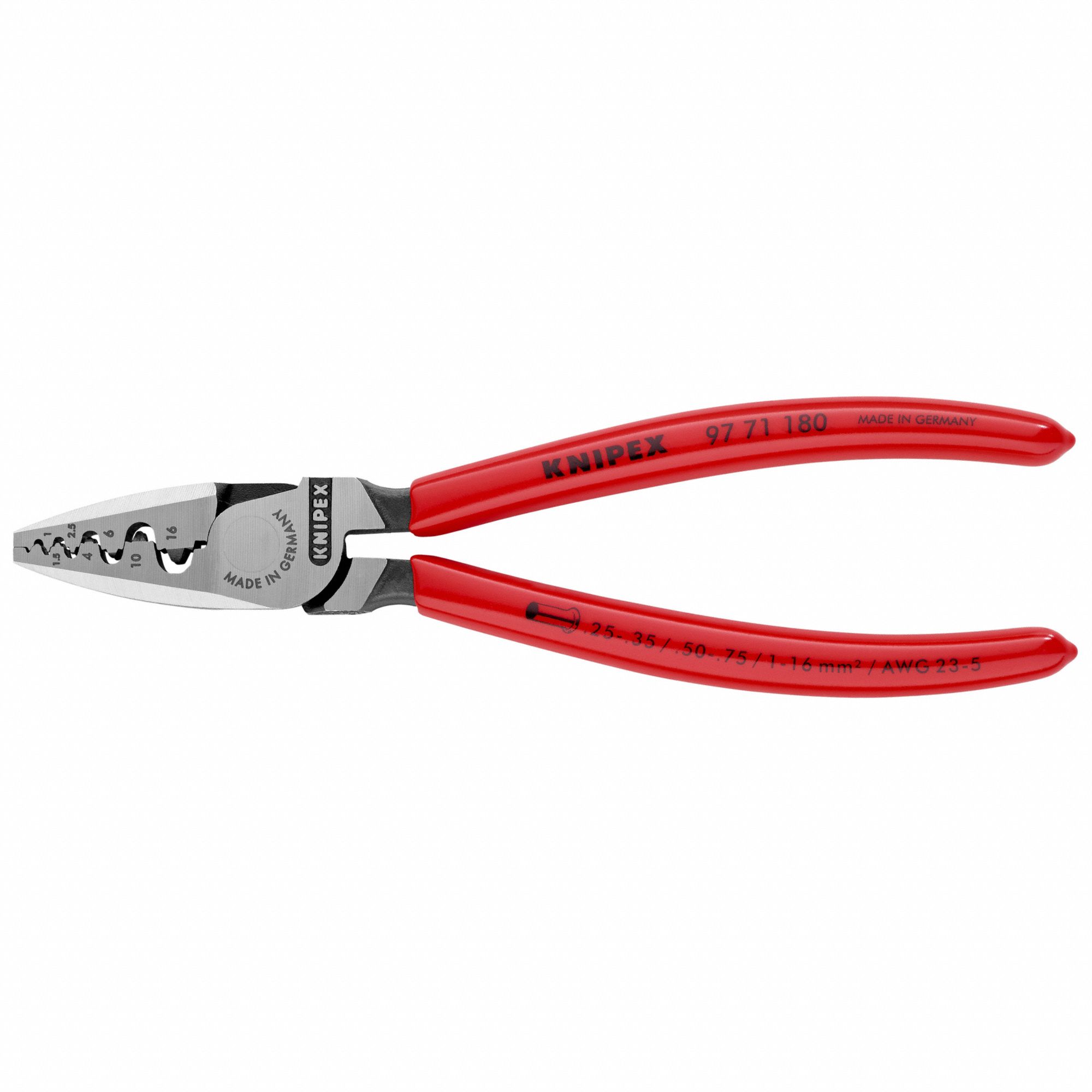 Crimper: Insulated Single Ferrules/Non-Insulated Single Ferrules, Mandrel Crimp, 24 AWG