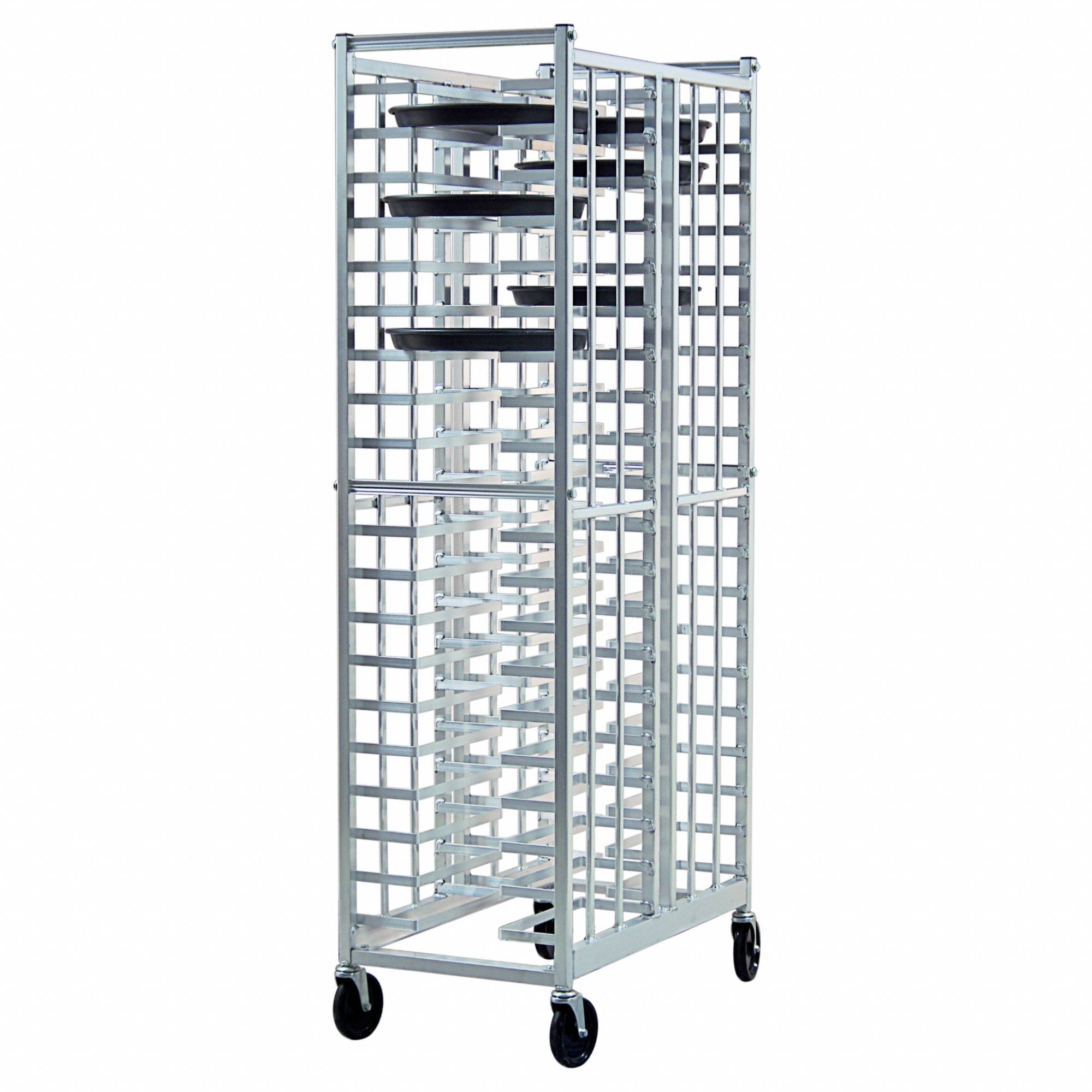Universal Pizza Pan Rack: 40 Slots, 2 1/8 in Betw Shelves, 18 1/2 in Wd, 72 in Ht