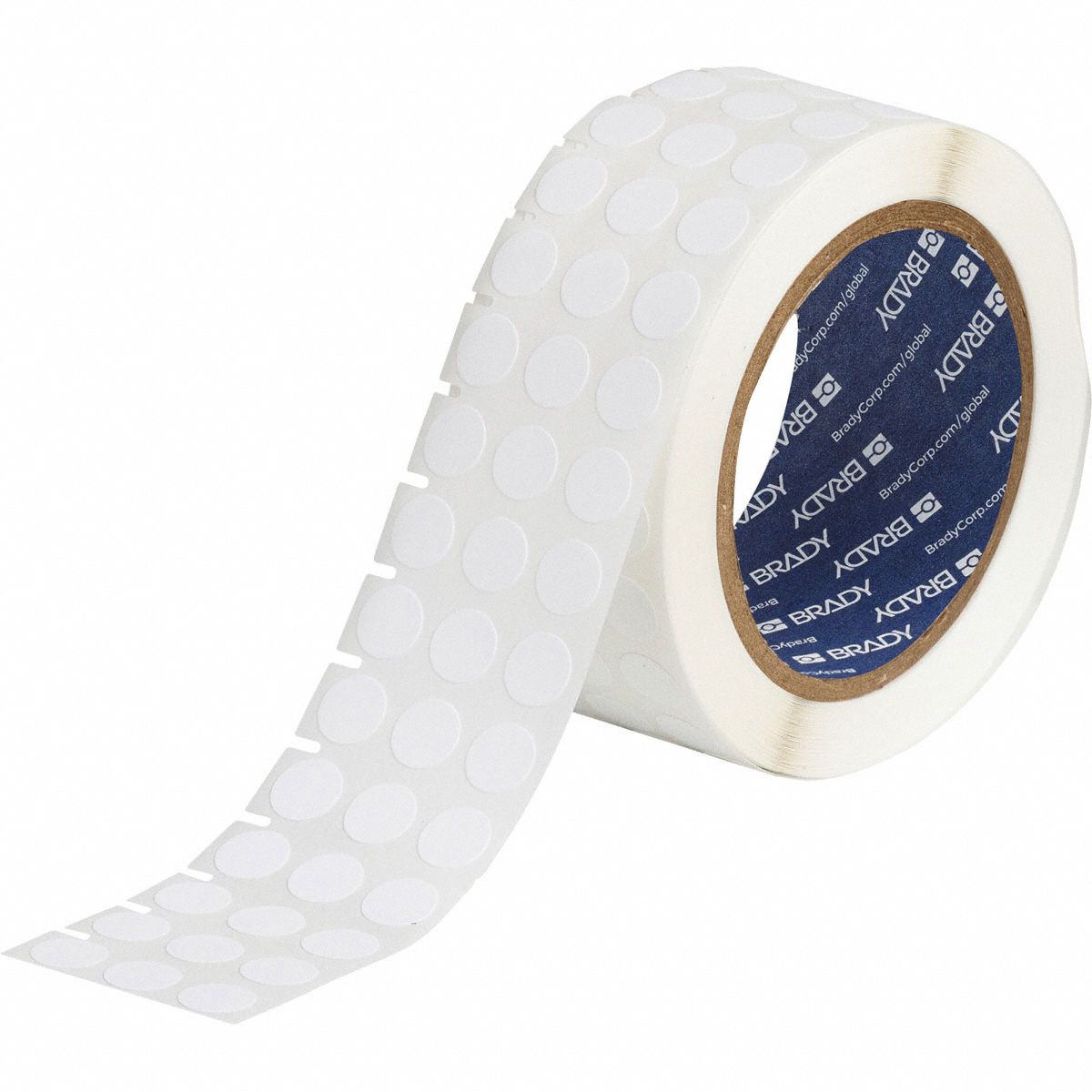 Pre-Cut Label Stock Roll: Circle, 1/2 in, 1/2 in, Cryogenic Polyester, White, 2.0 mL Vial/Tube Size