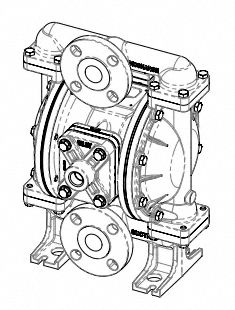 SANDPIPER Double Diaphragm Pump: Stainless Steel Body, 1 1/2 in, Flange Connection, 106 gpm (MPN G15B1STTTUSX00.). Key specifications — Brand: SANDPIPER; Seat Material: PTFE; Check Valve Material: PTFE.