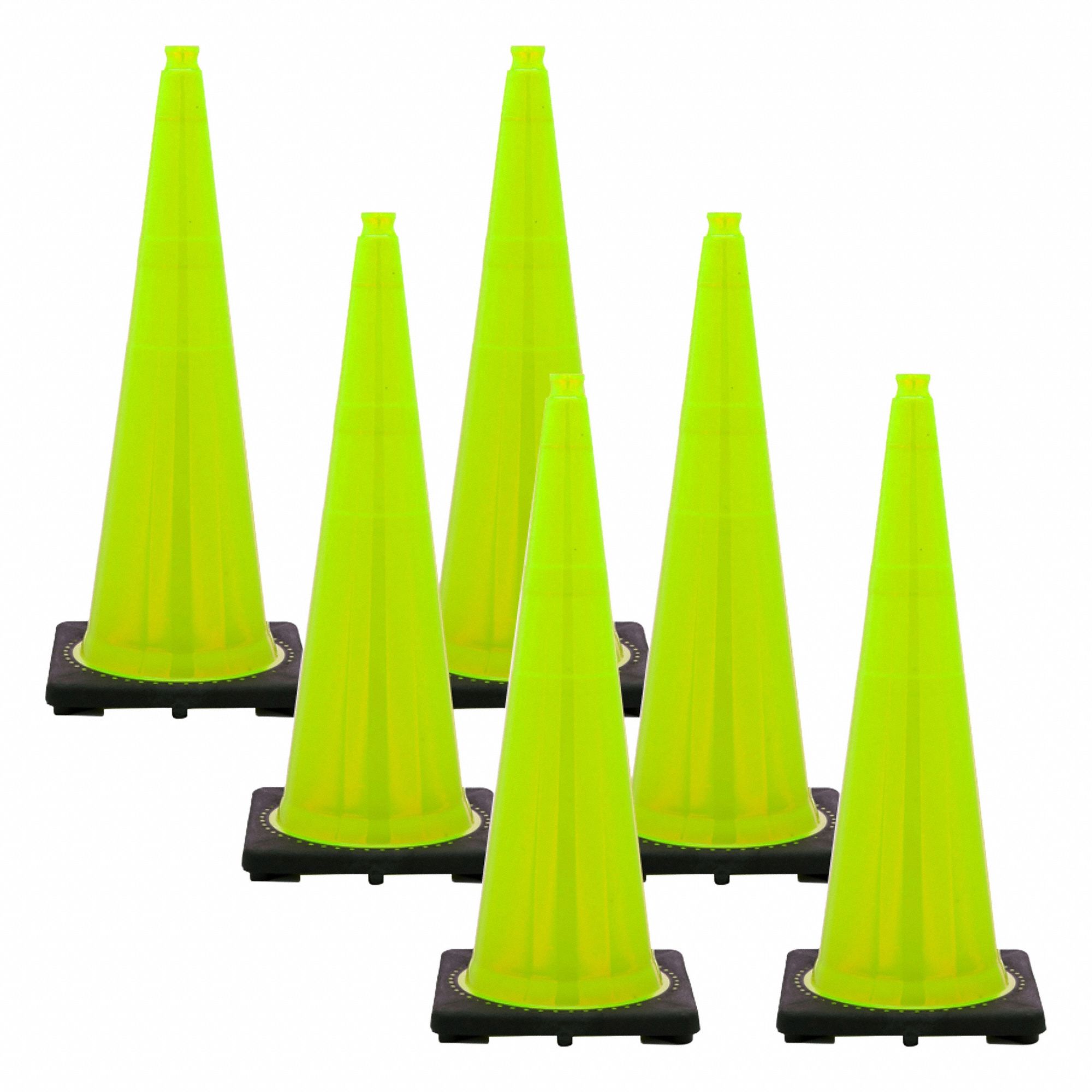 Rubber Base, PVC, Safety Green, Cone, Top Gripper: Day or Low Speed Roadway (40 MPH or Less), Green