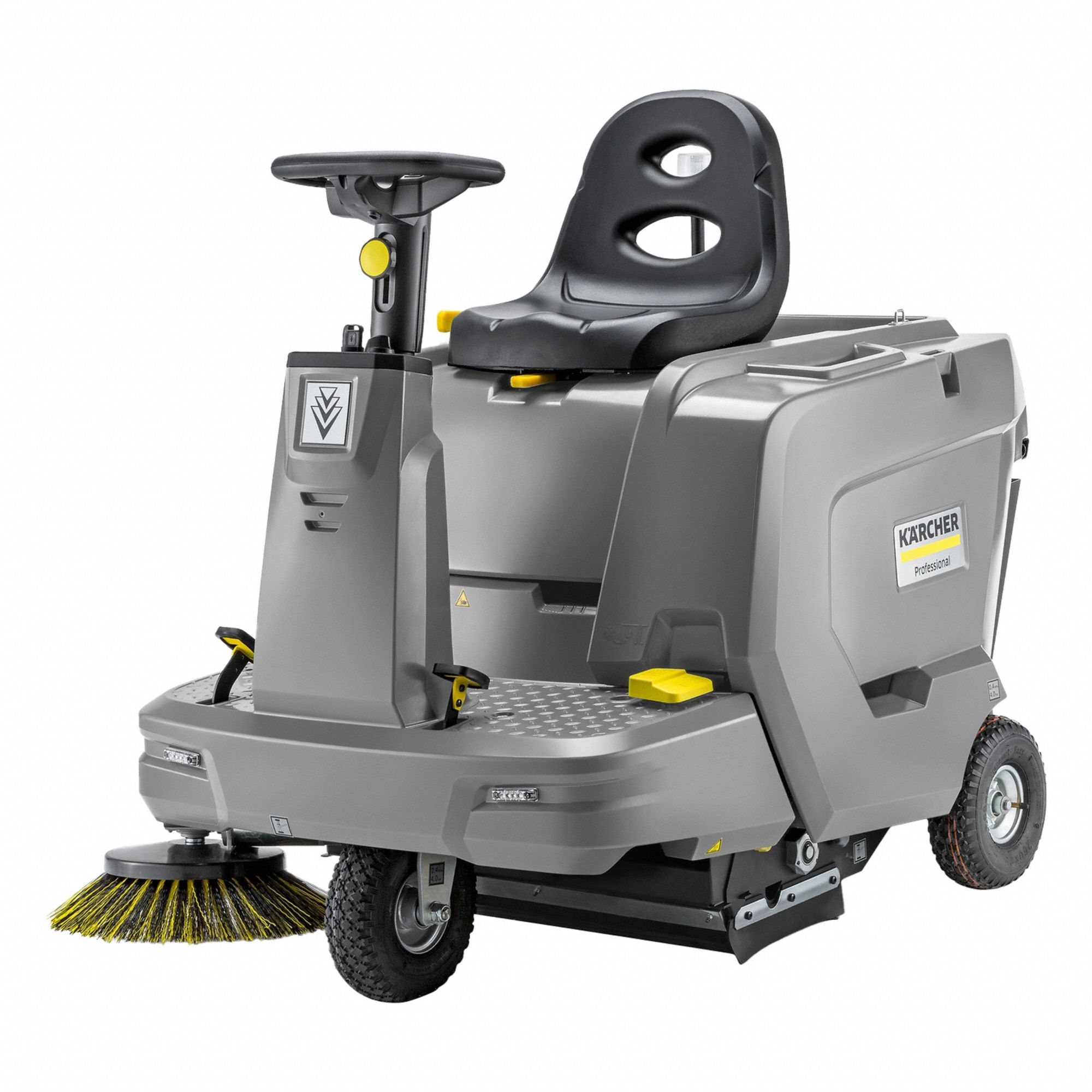 Large Area Sweeper: 24 1/4 in Cleaning Path Wd, Battery-Operated, Side Brush, Polyethylene