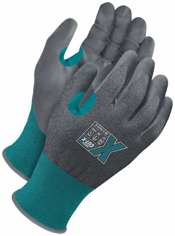 Knit Gloves: 2XL ( 11 ), ANSI Cut Level A2, Palm, Dipped, Nitrile, HPPE ( 21 ga ), Sandy, 1 PR