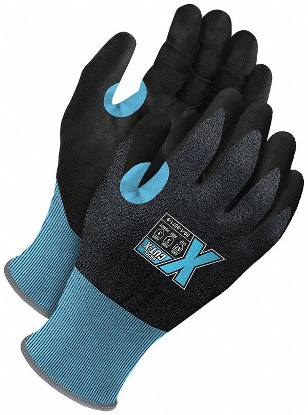 Knit Gloves: 2XL ( 11 ), ANSI Cut Level A7, Palm, Dipped, Polyurethane, HPPE ( 21 ga ), 1 PR