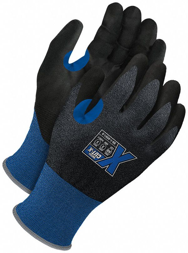 Knit Gloves: 2XL ( 11 ), ANSI Cut Level A9, Palm, Dipped, Polyurethane, HPPE ( 21 ga ), 1 PR