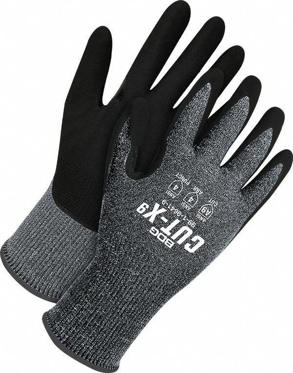 COATED GLOVES,HPPE,BLACK/GRAY,2XS,PR