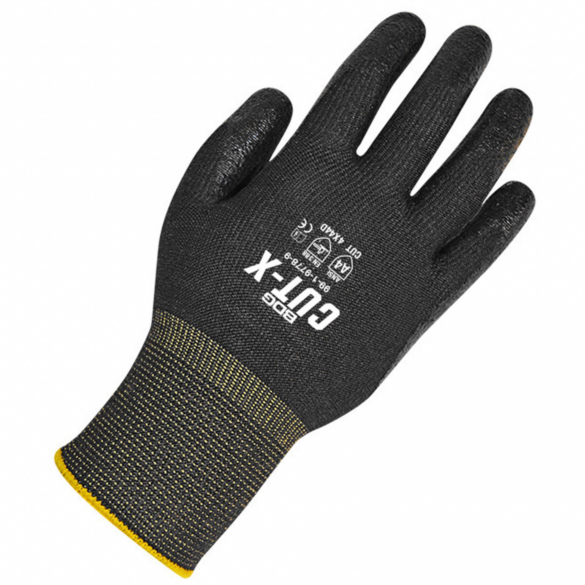BDG Coated Gloves: 2XL ( 11 ), ANSI Cut Level A4, Palm, Dipped, Foam  Nitrile, HPPE ( 13 ga ), 1 PR