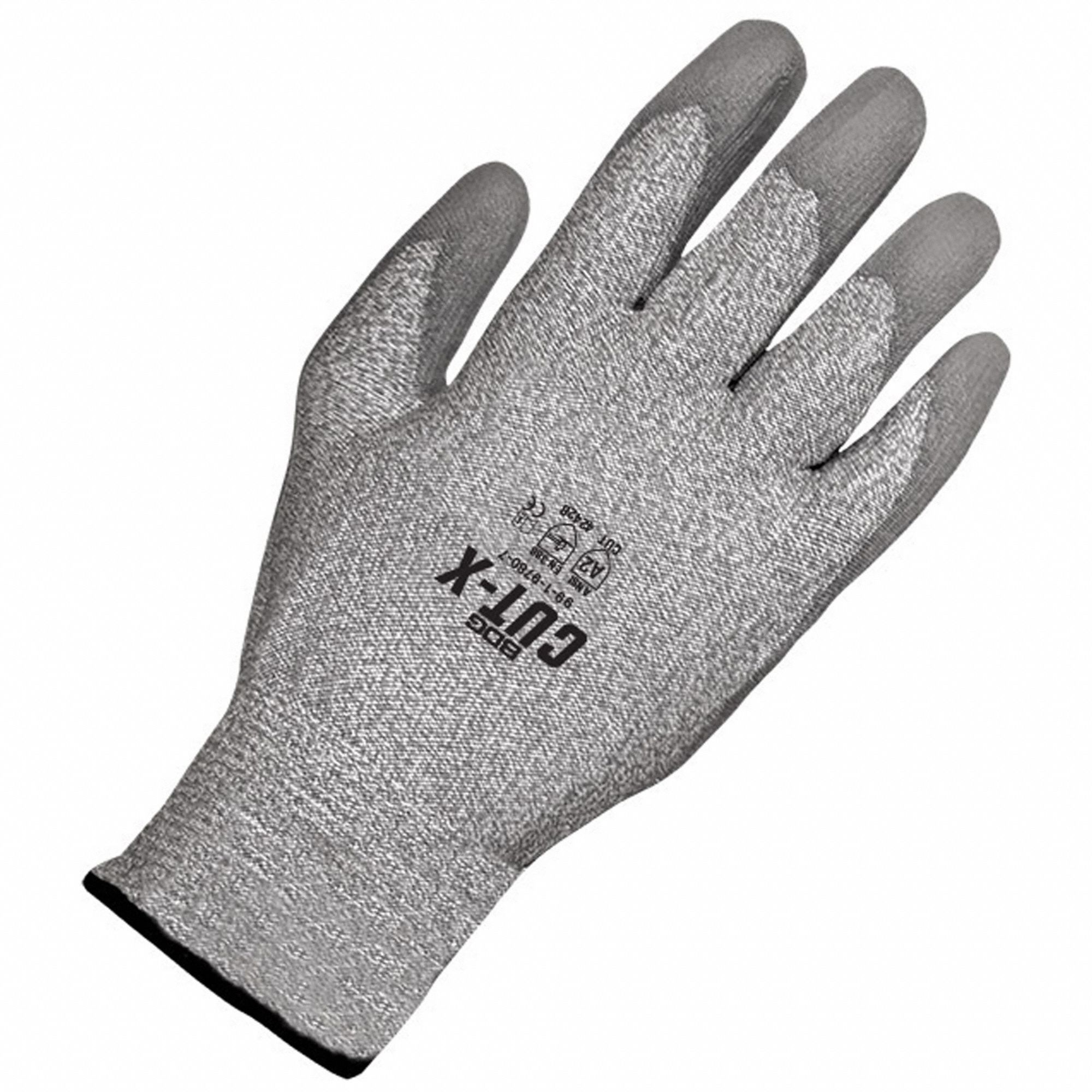 CUT-RESISTANT GLOVES, 13 GA, SZ 10/EXTRA-LARGE, GREY, HPPE/POLYURETHANE/KNIT, PR