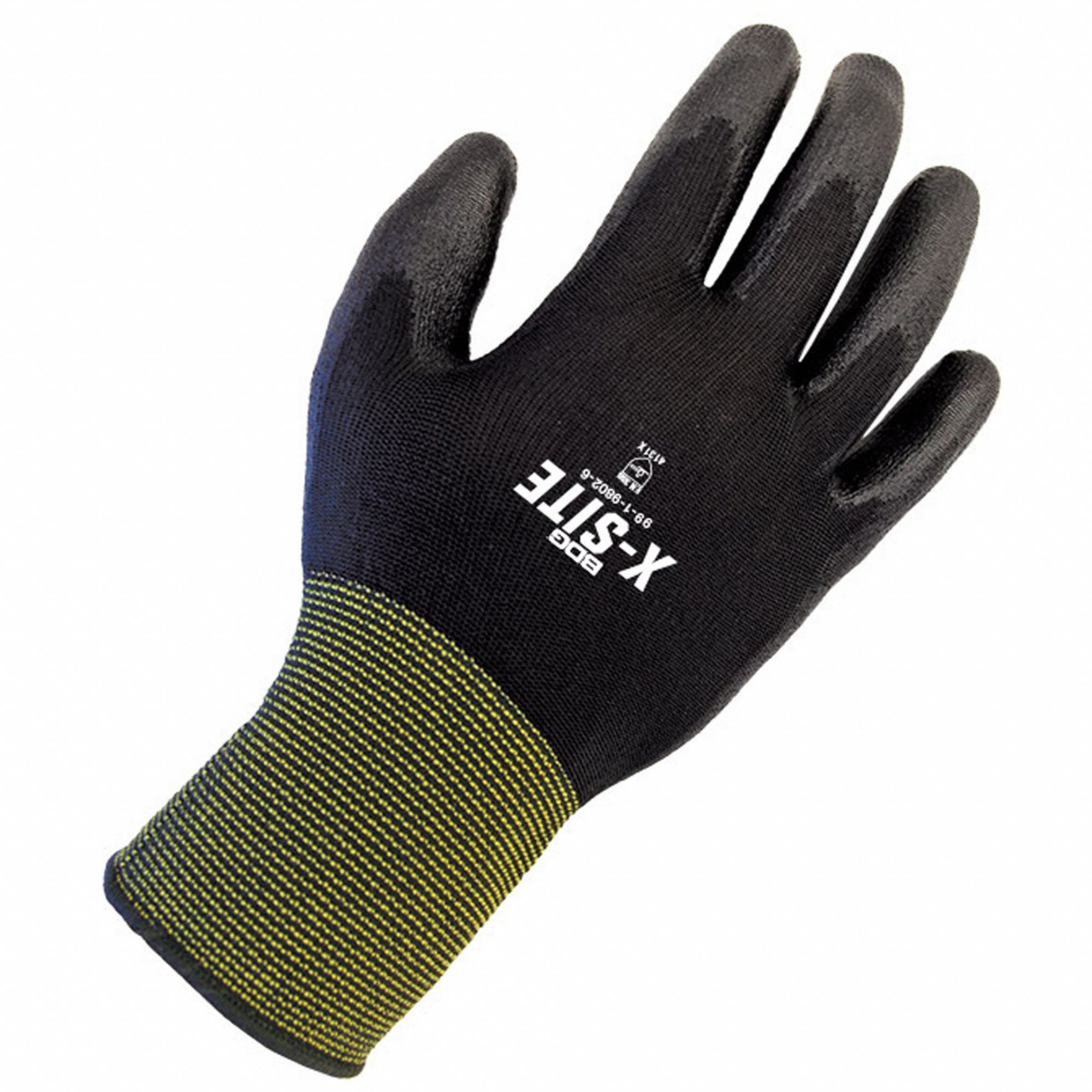 COATED GLOVES,PUR,NYLON,7,BLACK,PR