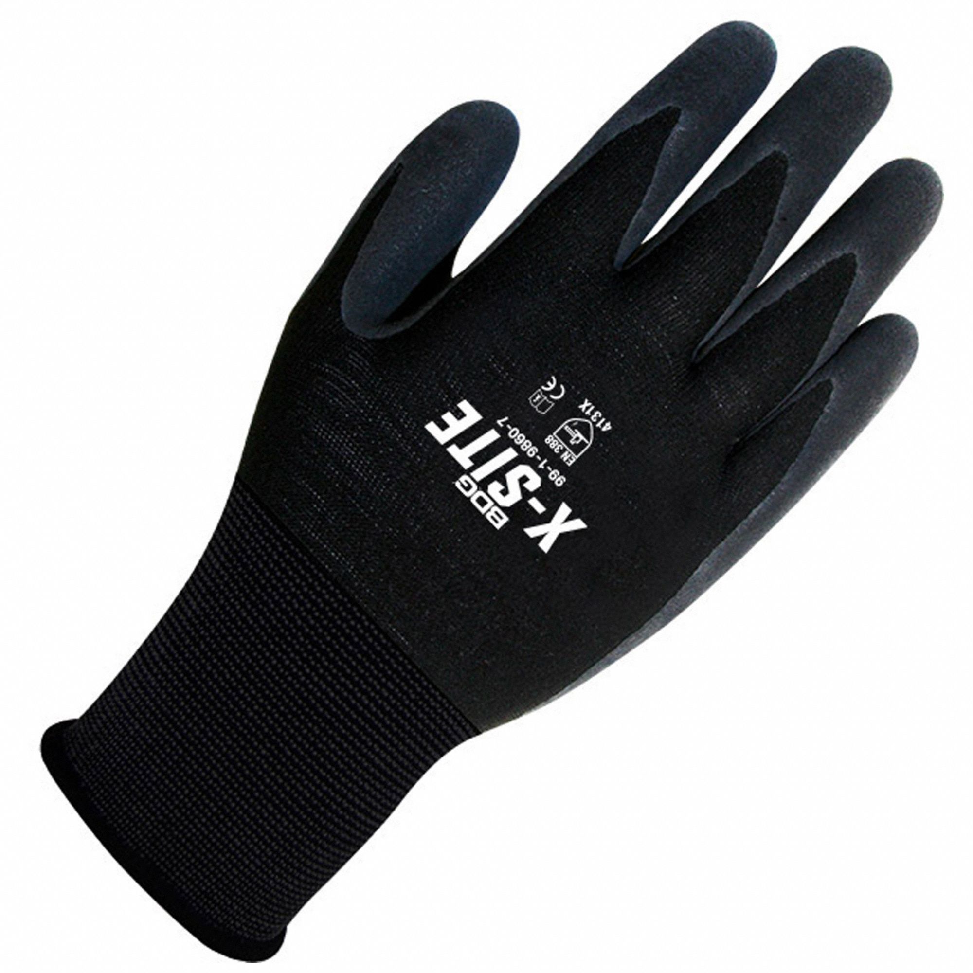 NITRILE COATED GLOVES, BLACK, XXL, 11 IN, 15 GA, POLYESTER