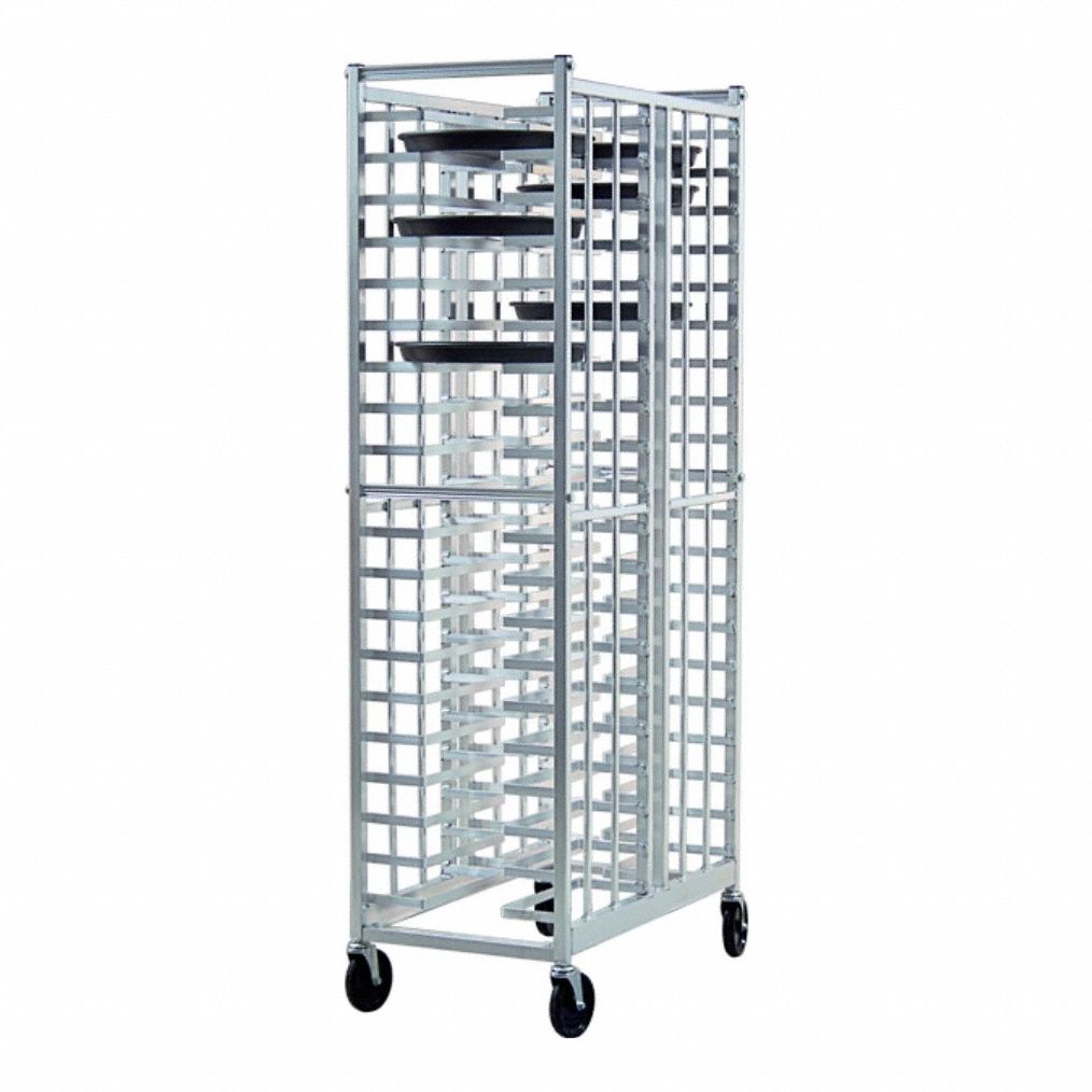 Universal Pizza Pan Rack: 40 Slots, 2 1/8 in Betw Shelves, 20 3/8 in Wd, 72 in Ht