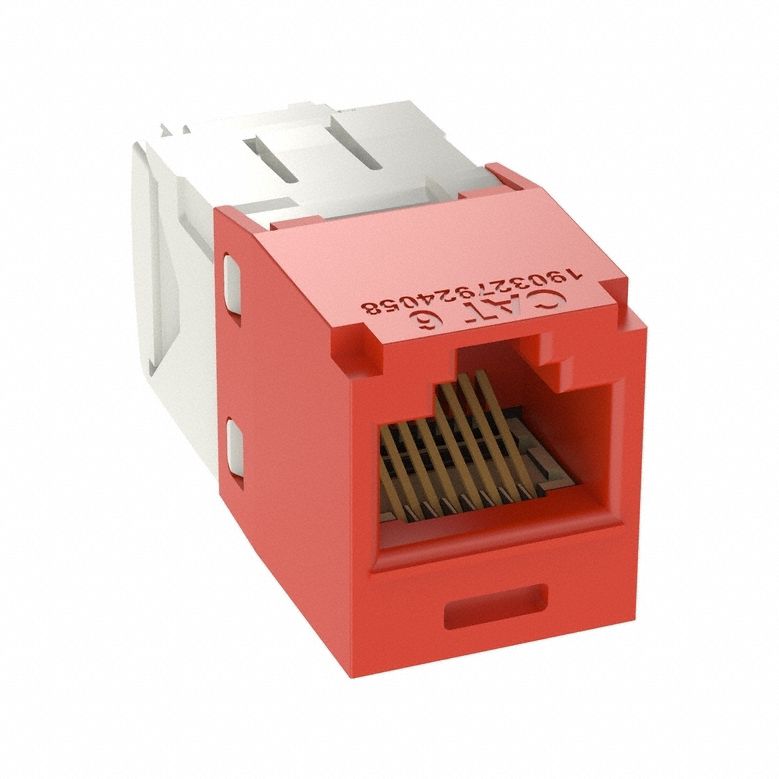 Jack Module: 1 Ports, Red, 6, RJ45, Copper, CJ688TGRD