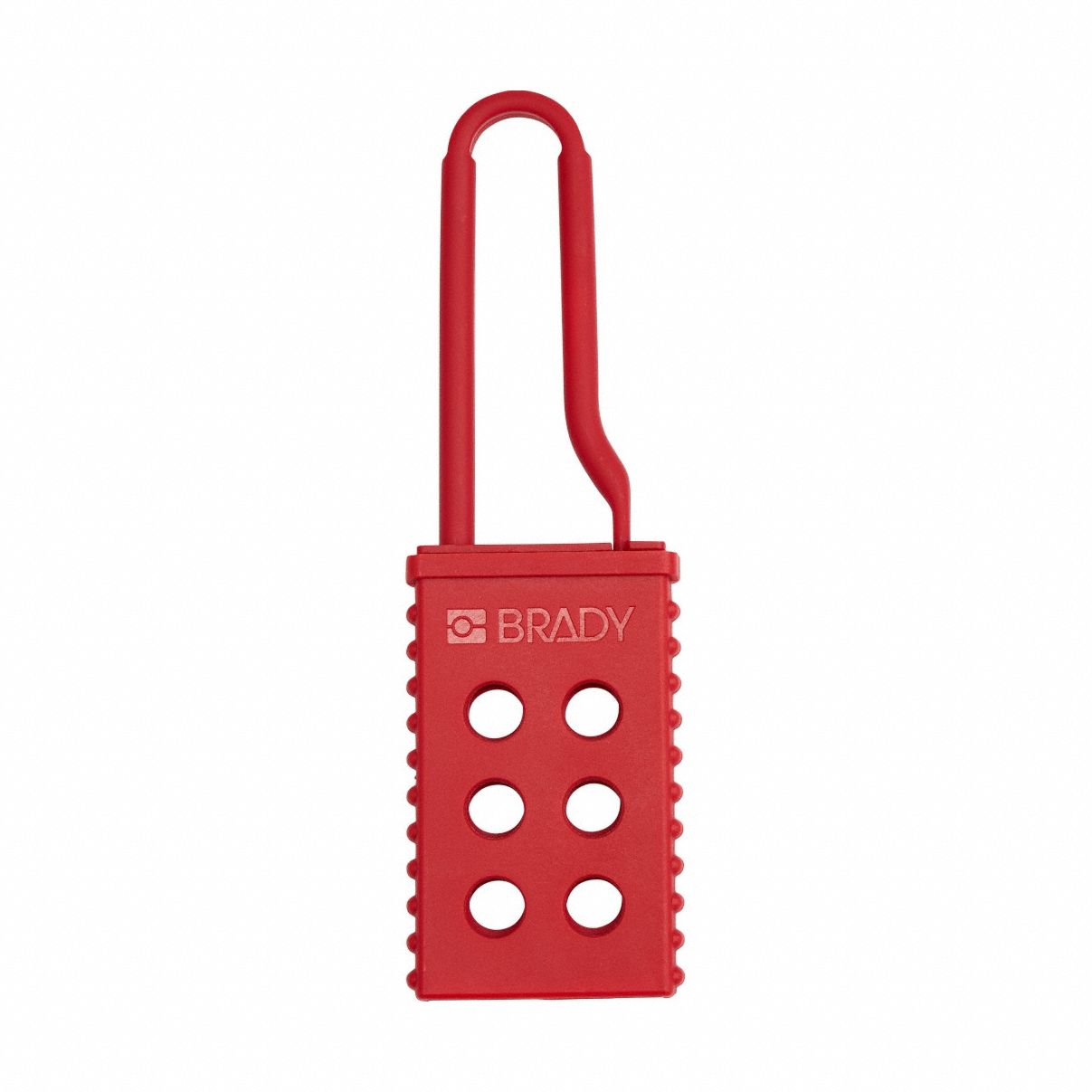 Lockout Hasp: Nonconductive Plastic Hasp, 1 in Opening Size, Red, 6 Padlocks