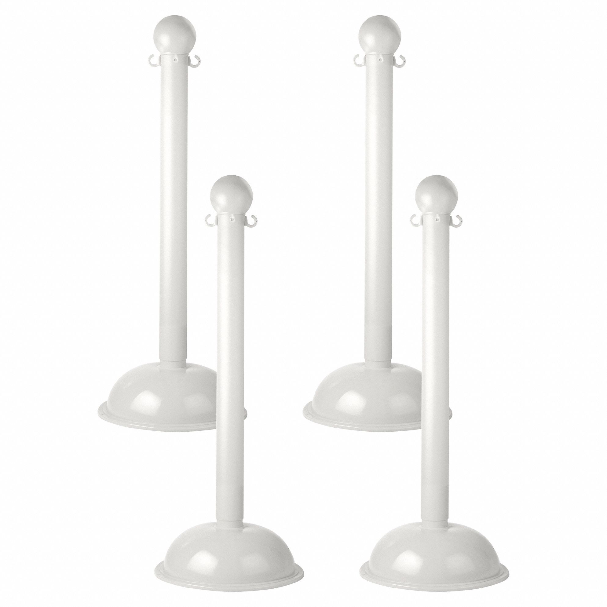 Heavy Duty Stanchion: 42 in Overall Ht, White, HDPE, HDPE, White