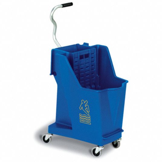  Mop Bucket and Wringer, 8-3/4 gal, Blue : Health