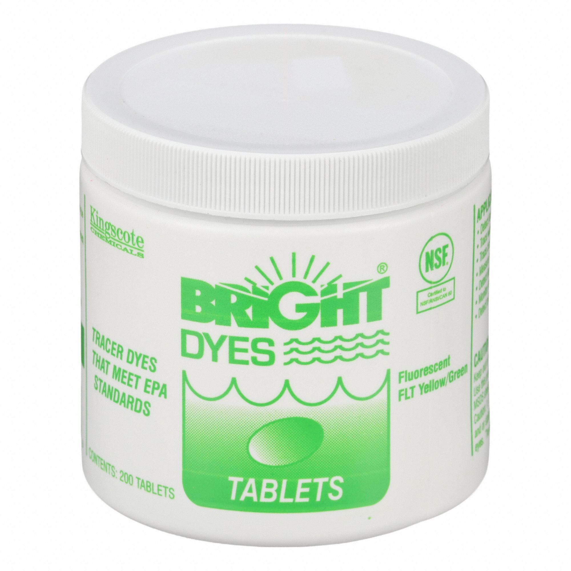 Water Tracer Dye: Green/Yellow, 605 gal (Light Visual)/60 gal (Strong Visual), Tablet