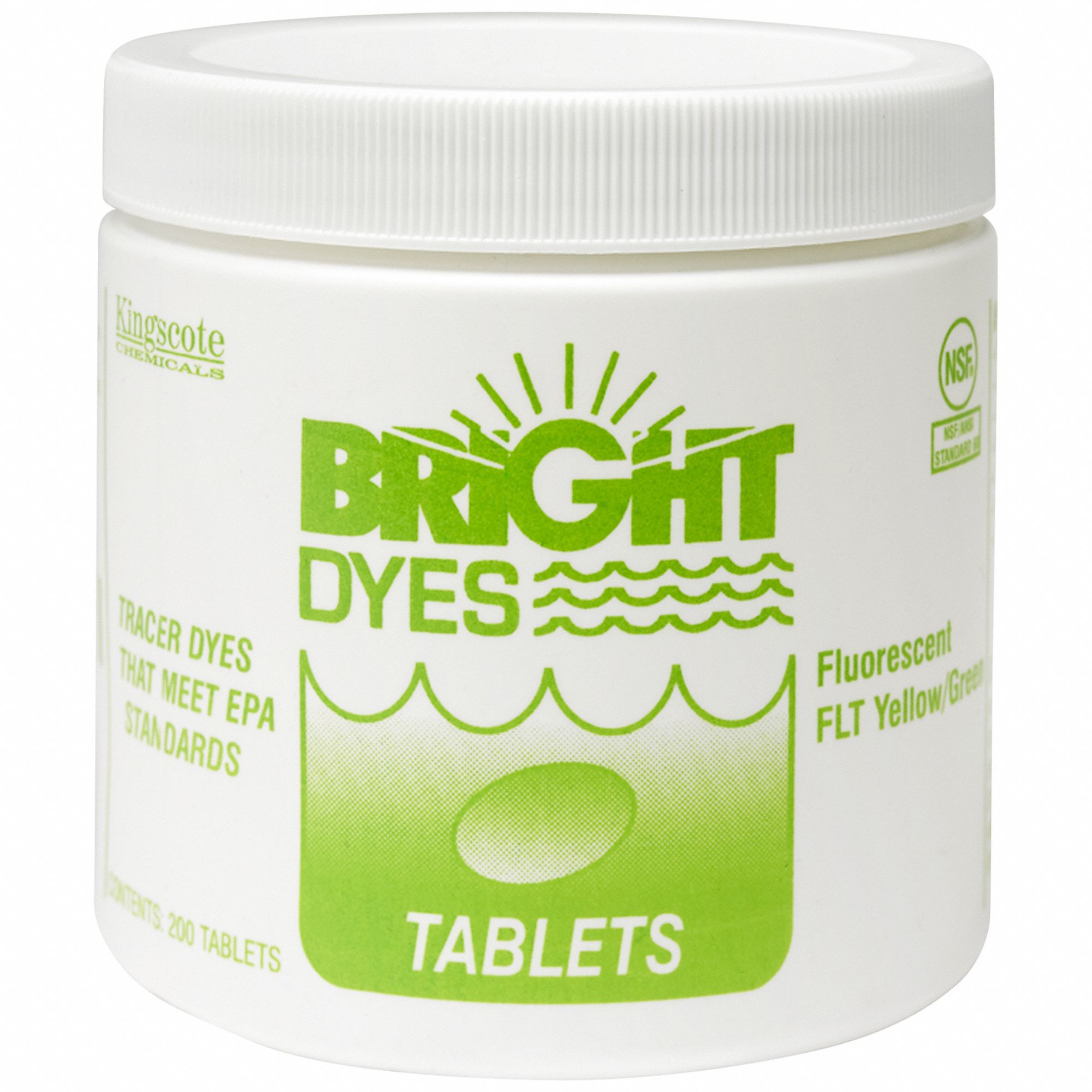 Dye Tracer Tablet: Yellow/Green, 1.35 g Container Size, Water Tracing Dye, 3 to 6 min
