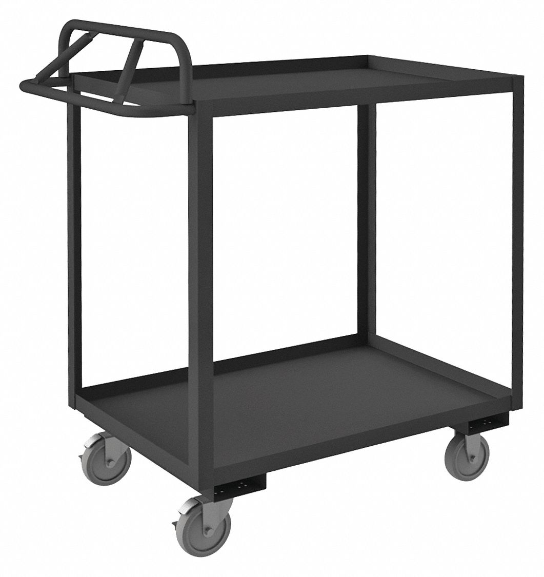 Utility Cart with Lipped Metal Shelves: 1, 200 lb Load Capacity, 48 in x 30 in