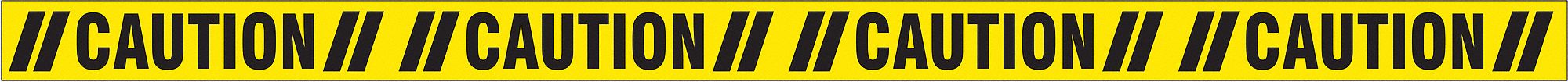 Floor Marking Tape: Message, Message, Black/Yellow, Hazard Warning, 3 in x 60 ft, 7 mil Tape Thick