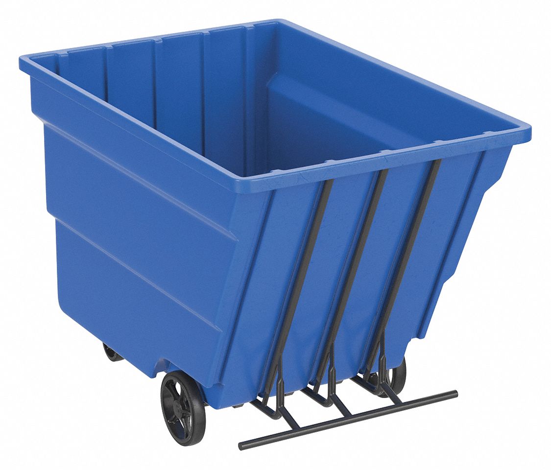 General Purpose Plastic Tilt Truck: 59 cu ft Cubic Foot Capacity, Blue, Raised