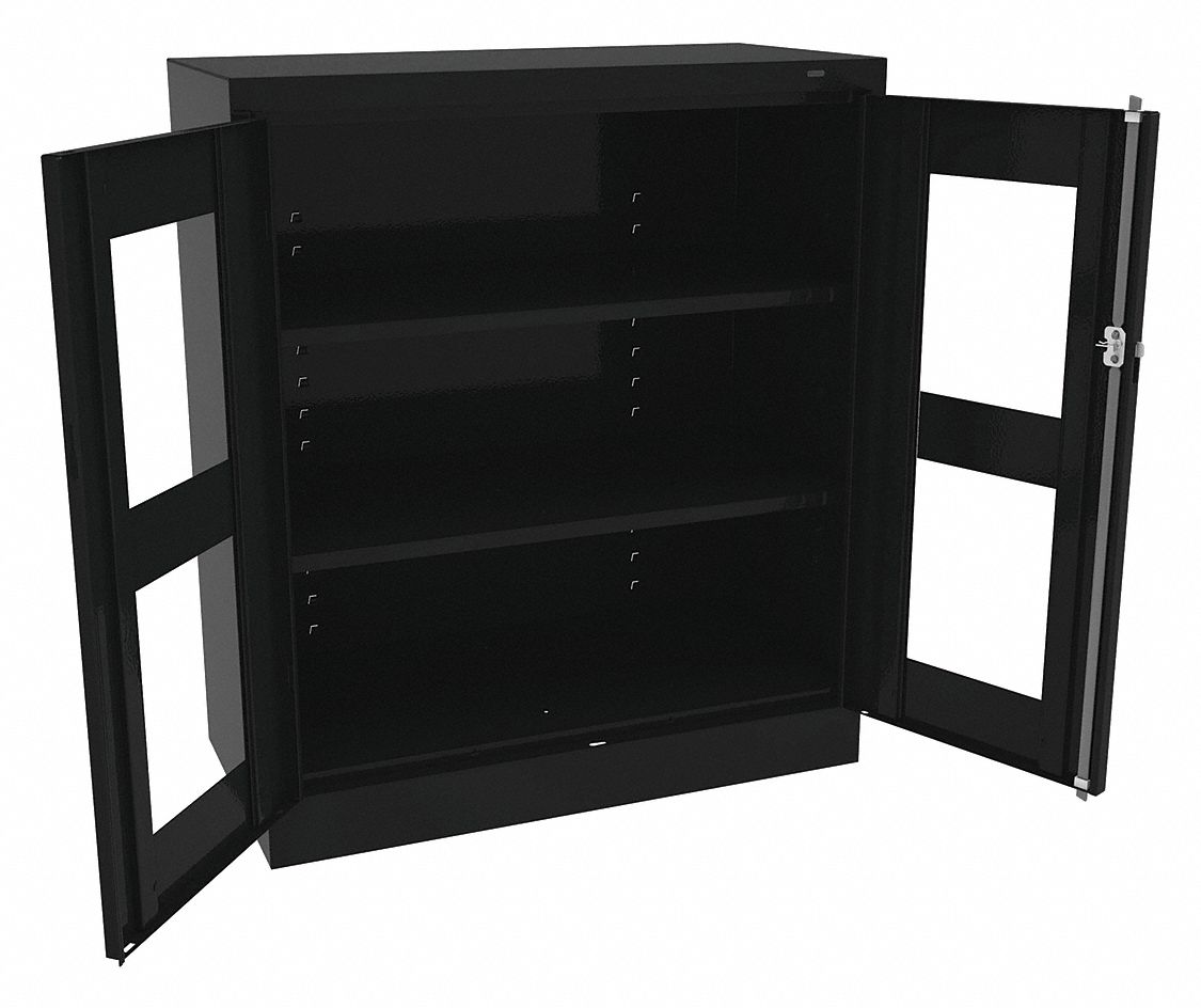 STORAGE CABINET, 36 X 18 X 42 IN, FRAME, 2 ADJUSTABLE SHELVES, SWING HANDLE/KEYED, BLACK