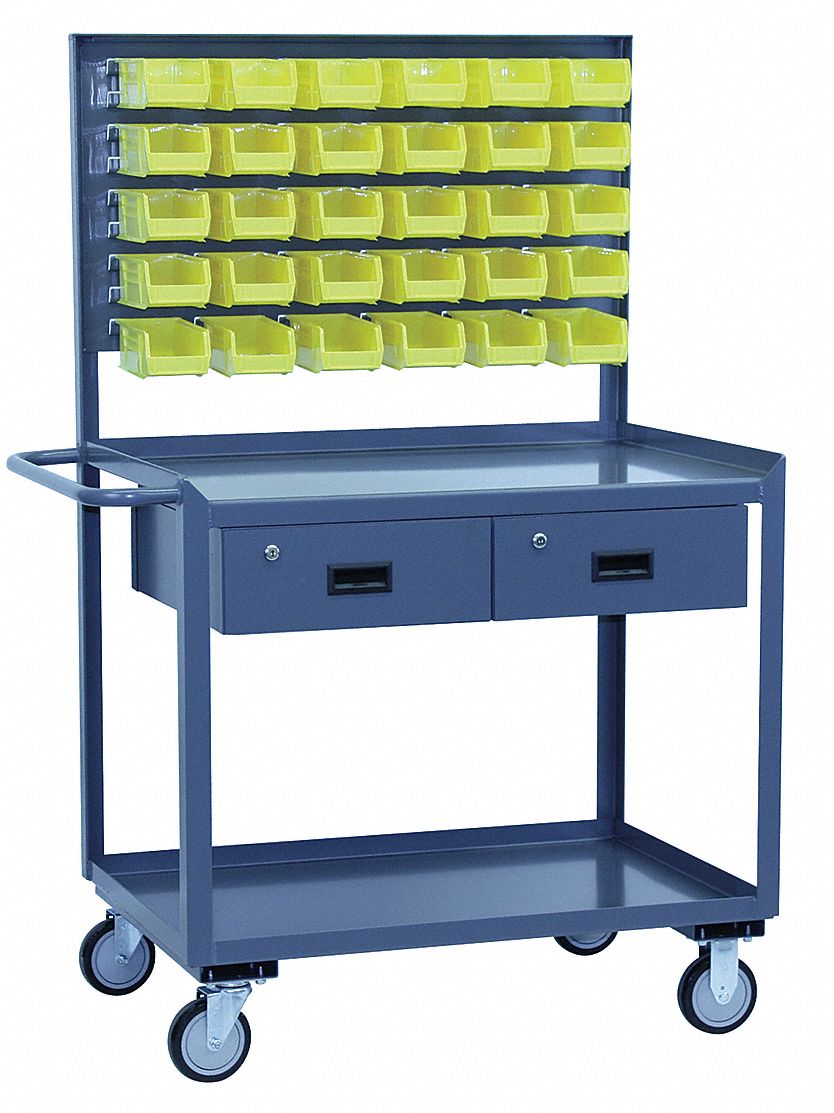 Steel Mobile Workstation with Louvered Storage: 1, 200 lb Load Capacity, 36 in x 30 in