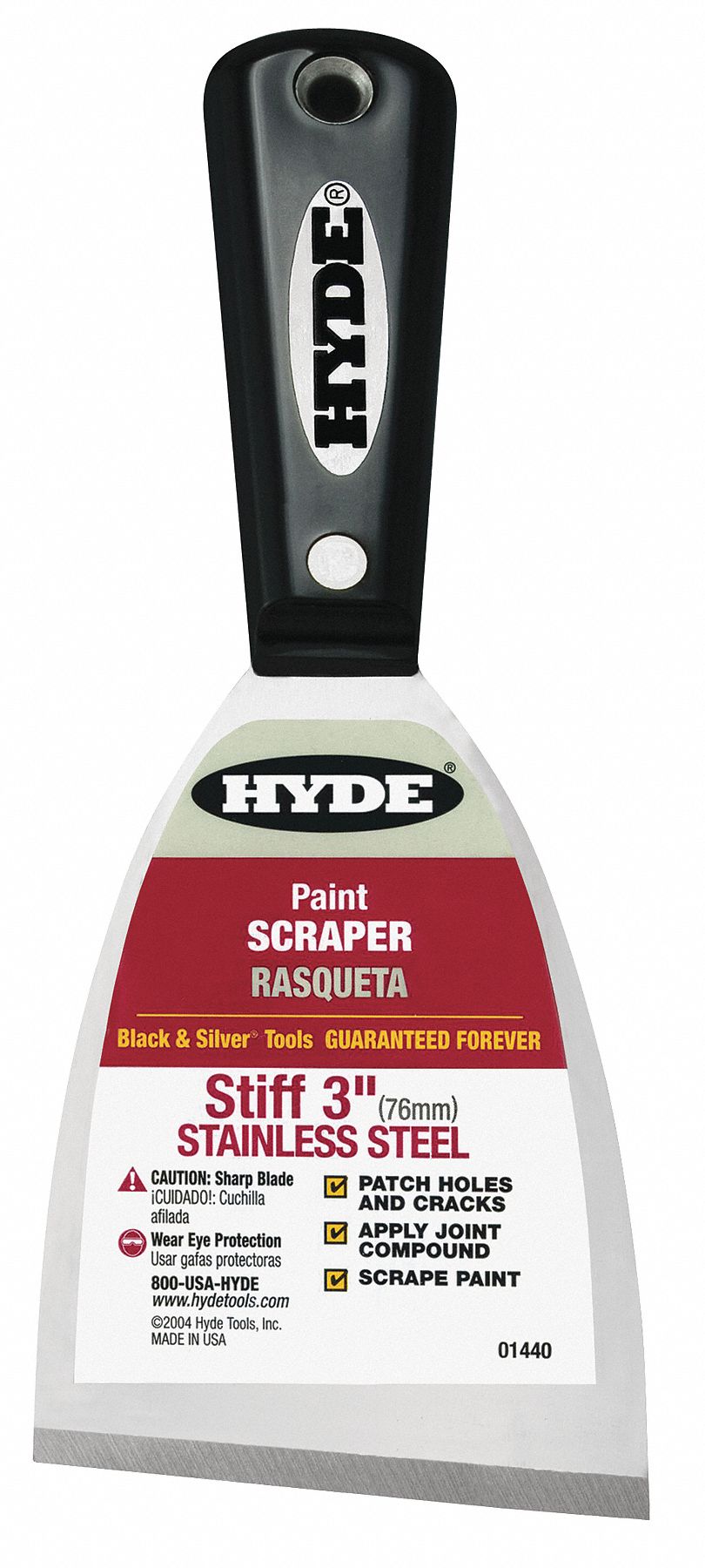 HYDE, 3 in Blade Wd, Stainless Steel, Putty Knife 9AND801440 Grainger