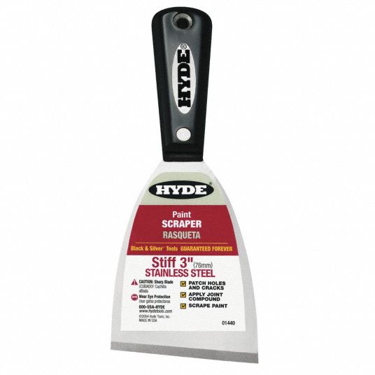HYDE Putty Knife 3 in Blade Wd, Stainless Steel, 3 1/2 in Blade Lg