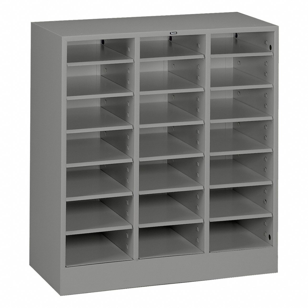 Literature Sorter: Medium Gray, 21 Compartments, 18 in Overall Dp, 30 5/8 in Overall Wd