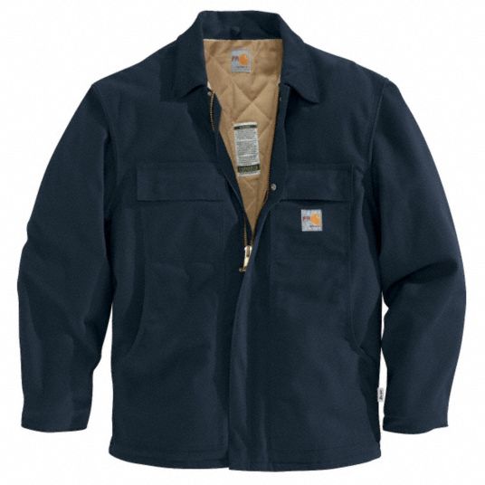 CARHARTT Dark Navy 100% Cotton Flame Resistant Duck Coat, XLT, 13 oz ...