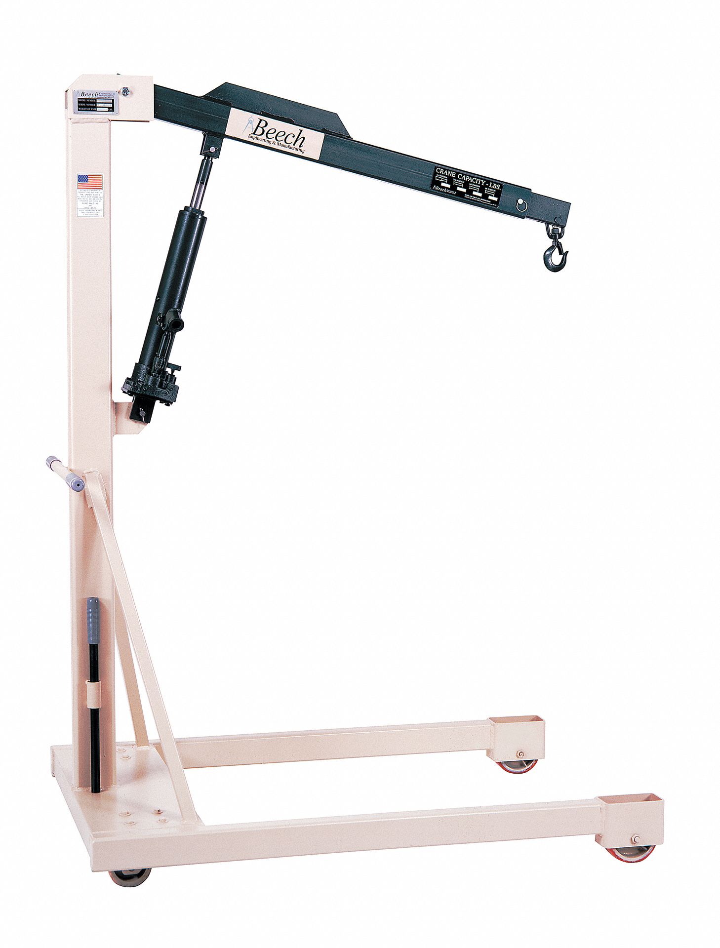 Engine Crane: Engine Crane, Steel, 0.5 ton Load Capacity, 4 Boom Positions, Tan, B-1000