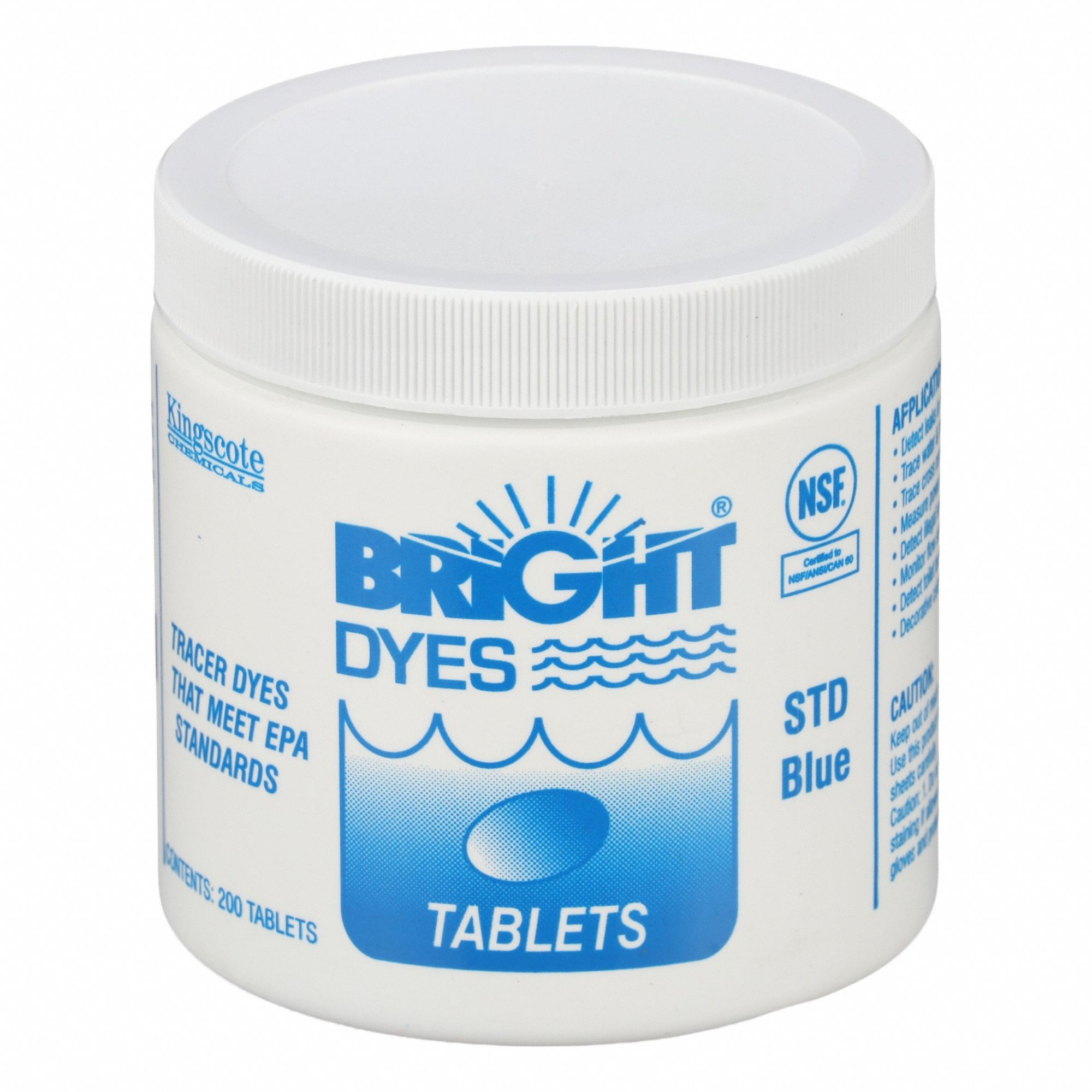 Water Tracer Dye: Std Blue, 200 gal (Light Visual)/20 gal (Strong Visual), 3 to 6 min