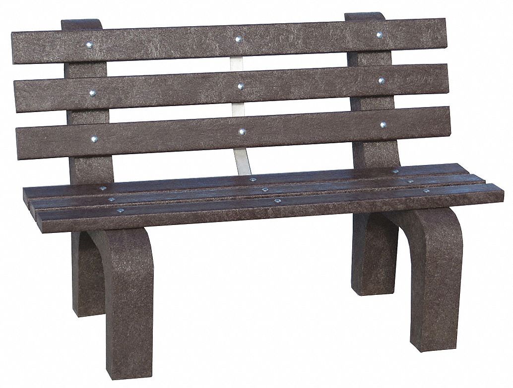 Grainger Approved Recycled Plastic Park Bench Brown 48 Length