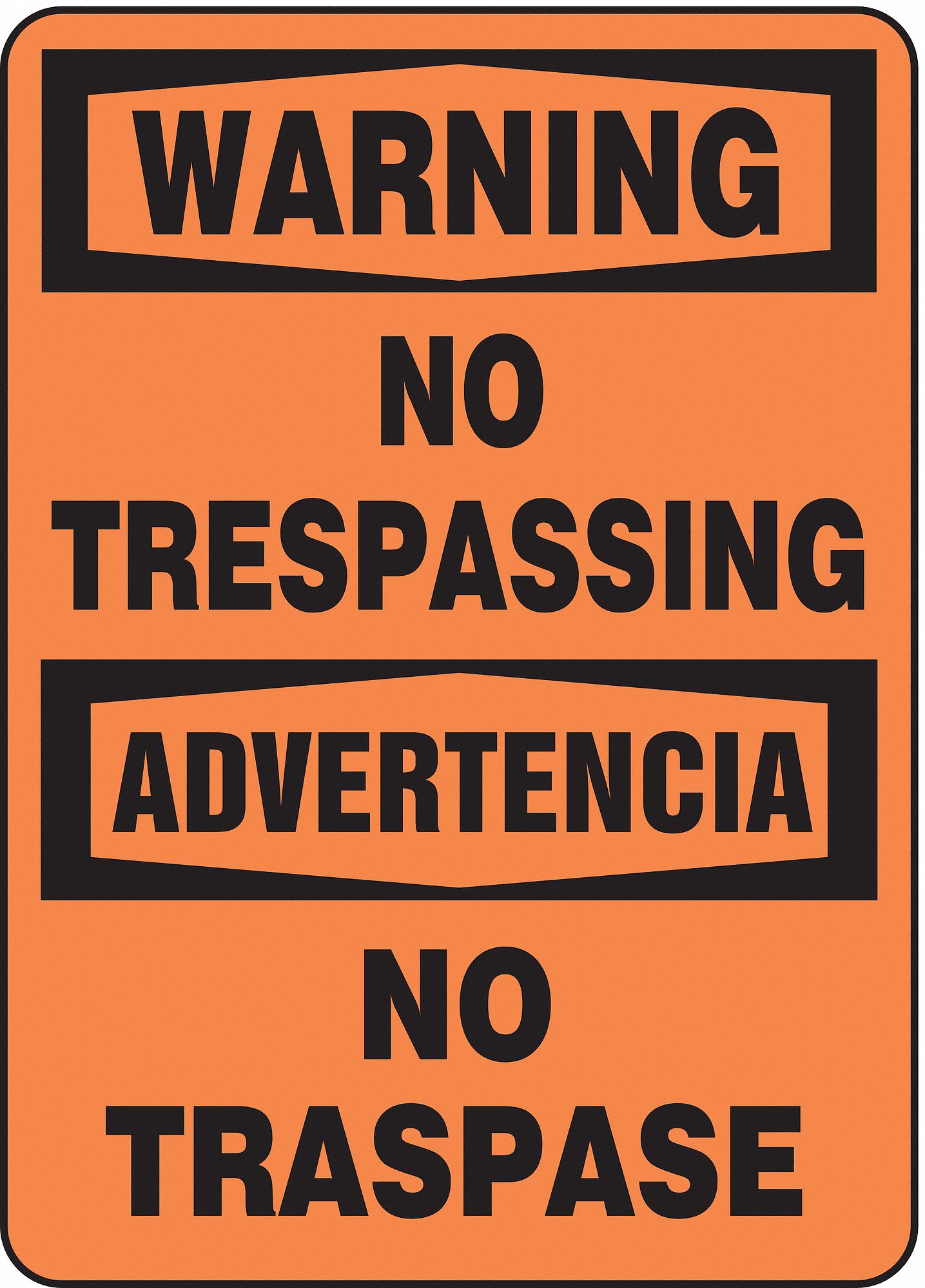 Warning Sign,14 x 10In,BK/ORN,PLSTC,Text