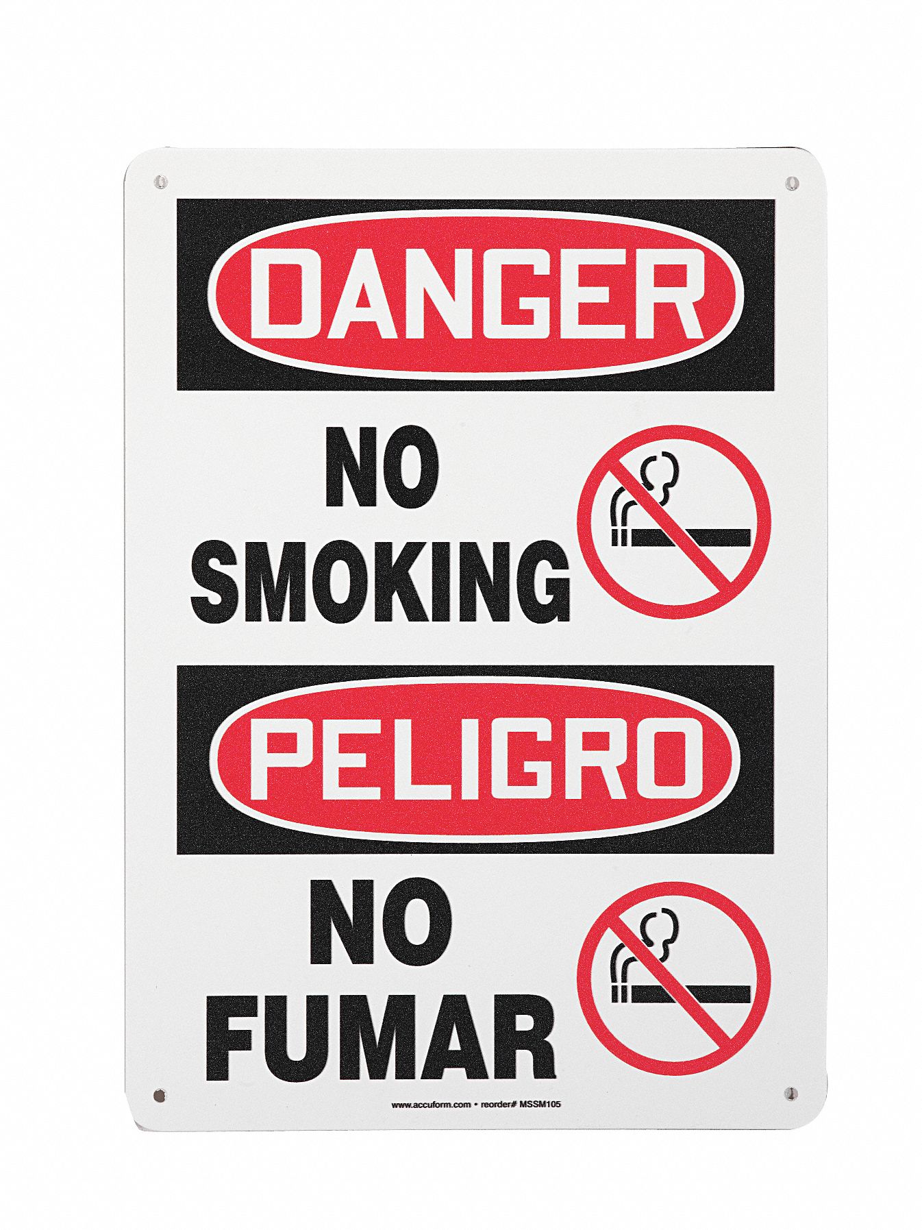 Danger No Smoking Sign,14 x 10In,AL,SURF