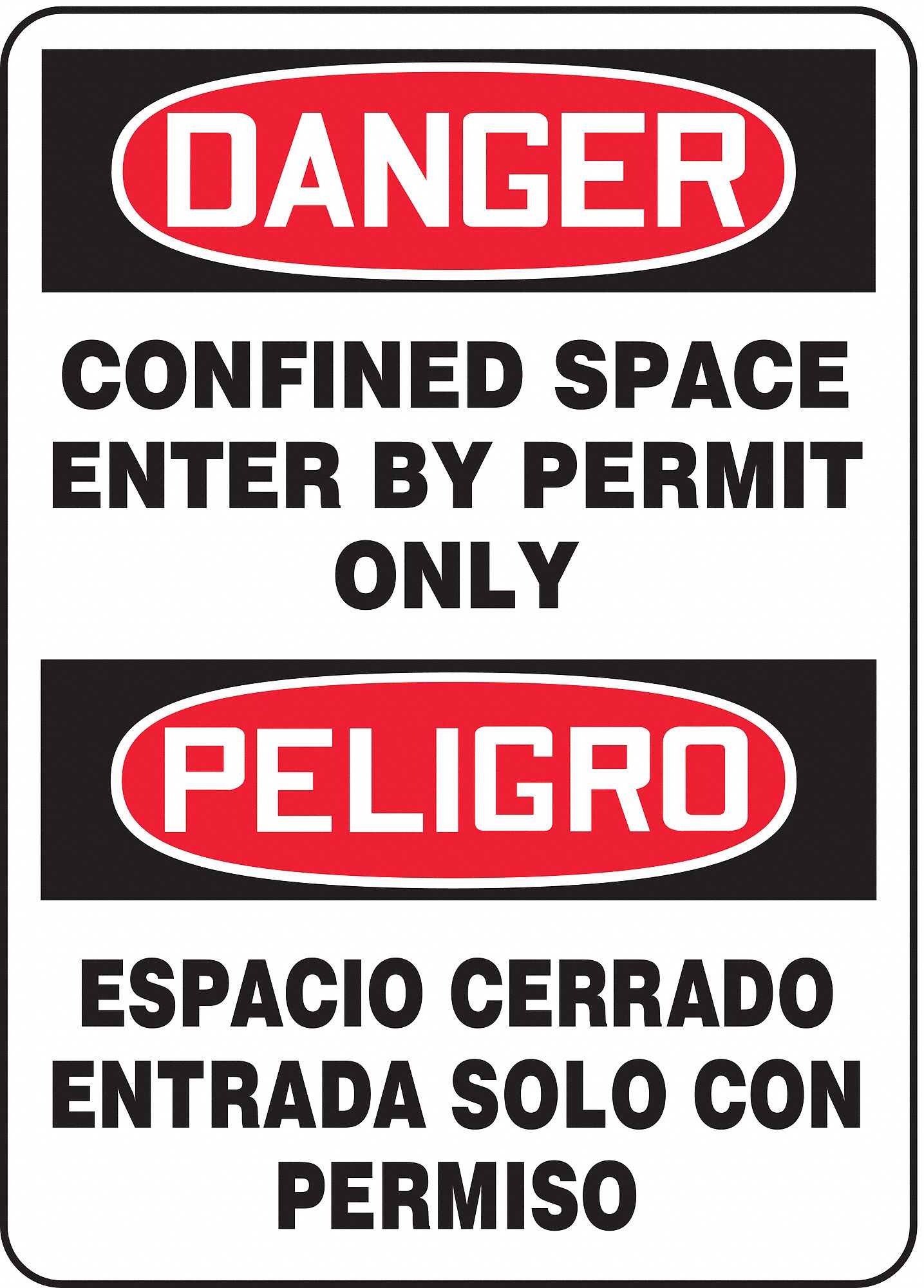 SpanishBilingual Danger Sign, Vinyl, Rectangle, English, Spanish