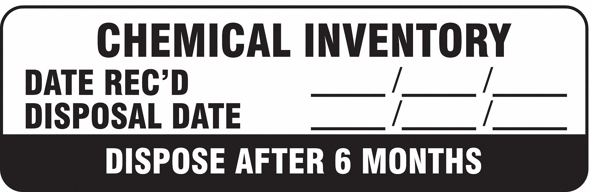 Label: Chemical Inventory, 2 7/8 in Wd, 7/8 in Ht, Black/White, Rectangle, Paper, English, 500 PK