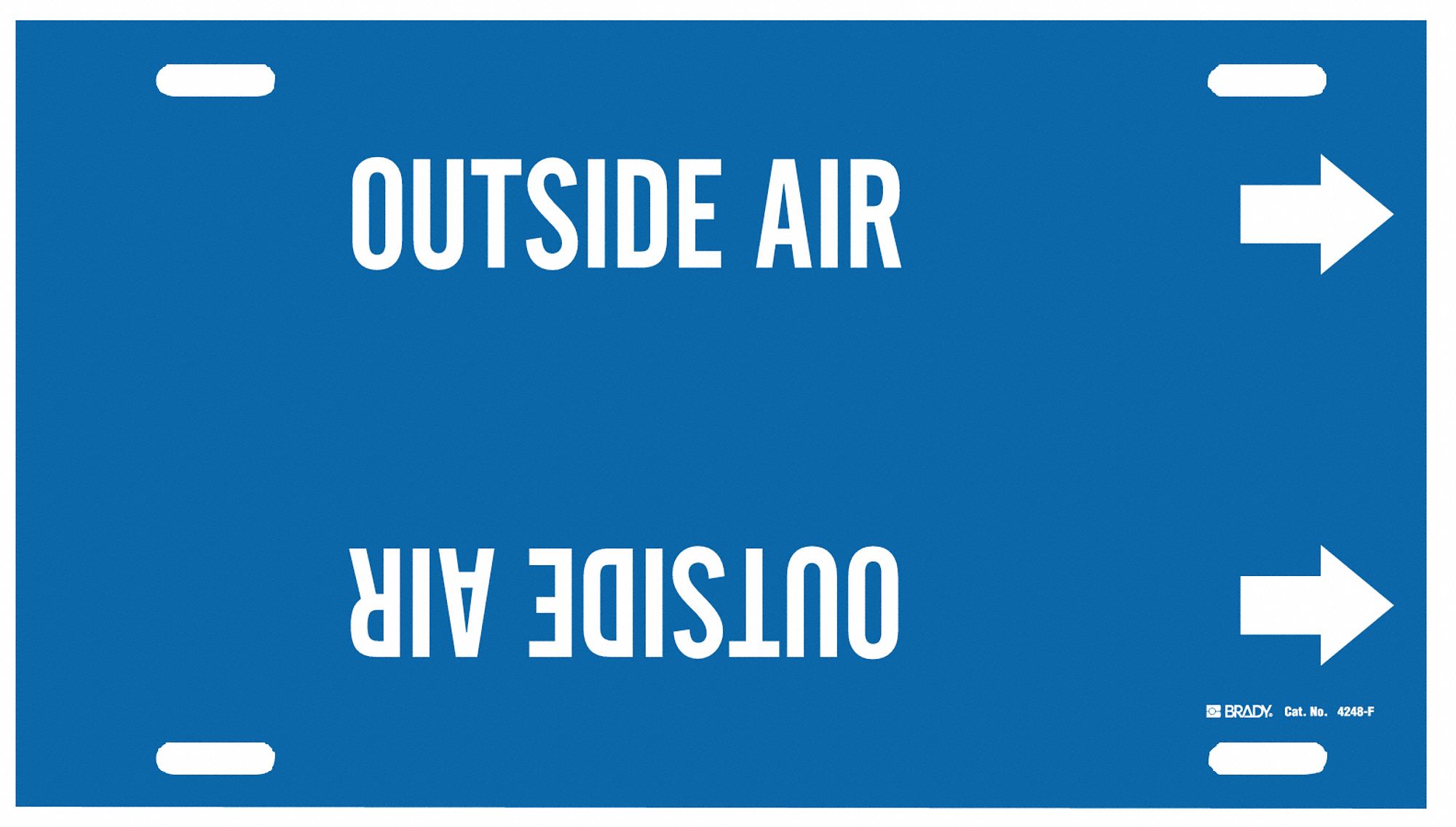 Pipe Marker: Outside Air, Blue, White, Fits 6 to 7 7/8 in Pipe O.D., 1 Pipe Markers, With Arrows