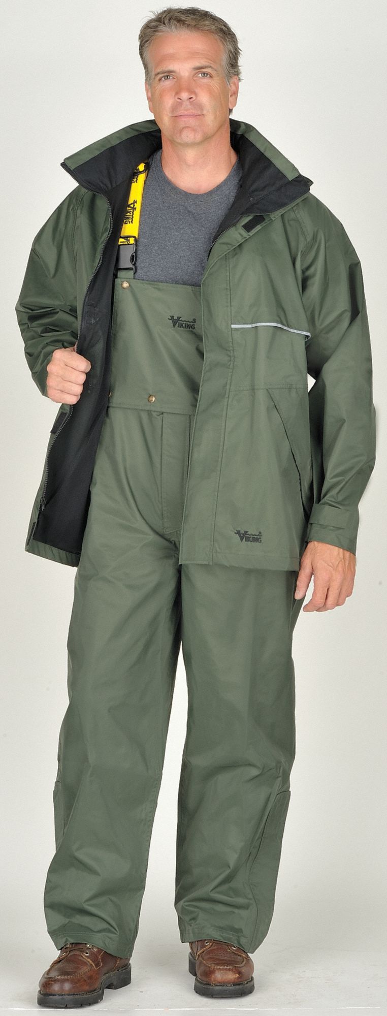 JOURNEYMAN RAIN BIB PANTS, 100% NYLON, XL, BLACK, 32½ X 39, ZIPPER
