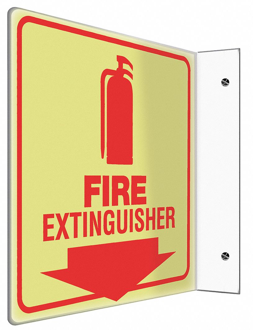 FIRE EQUIPMENT SIGN, NO HEADER, PLASTIC, 8 IN X 8 IN, WITH MOUNTING HOLES, L-SHAPED, NOT RETROREFLECTIVE
