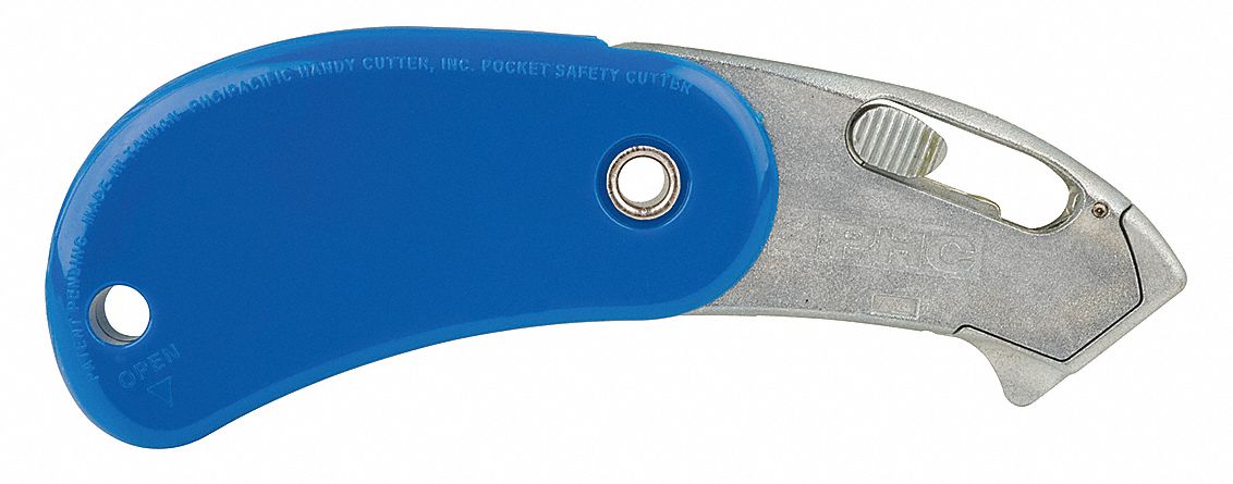 FOLDING SAFETY CUTTER,4 IN.,BLUE,PK12