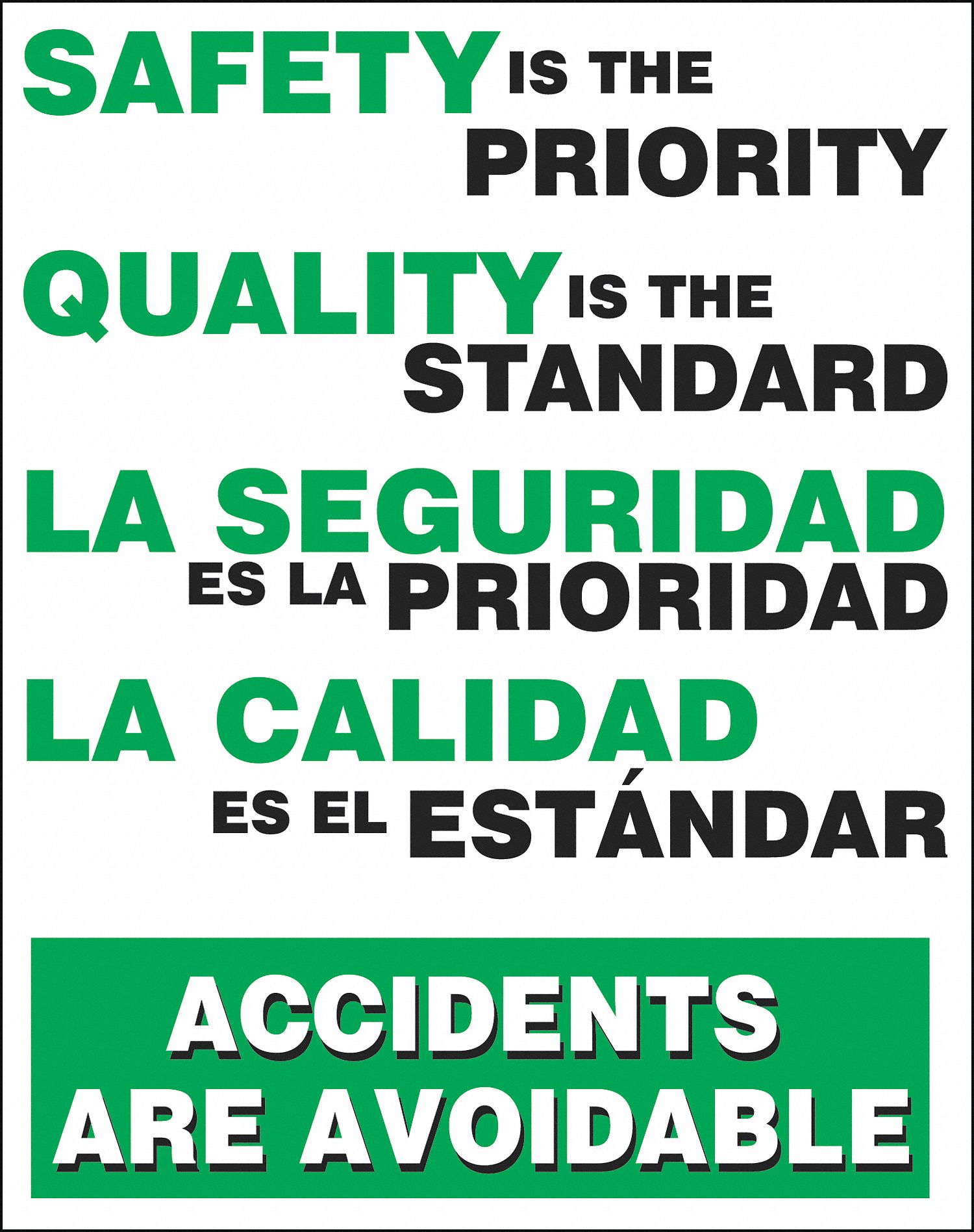 Safety Poster: 22 in x 17 in Nominal Sign Size, Clear Film Laminate, English/Spanish