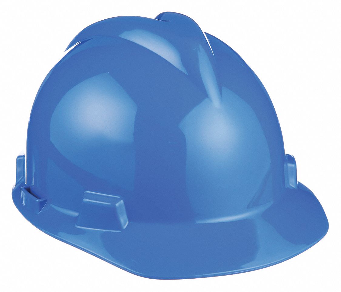 SLOTTED CAP, CSA Z94.1-2005, TYPE 1, CLASS E, PE, 4-PT STAZ-ON PINLOCK, FRONT BRIM, BLUE