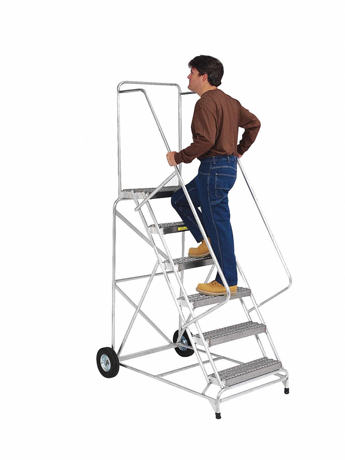 70 in Platform Ht, 14 in Platform Dp, Wheelbarrow Ladder 9GUC8ALWB