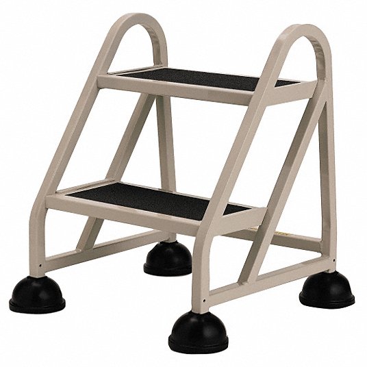 Aluminum Rolling Step, 23 1/4 in Overall Height, 300 lb Load Capacity, Number of Steps: 2