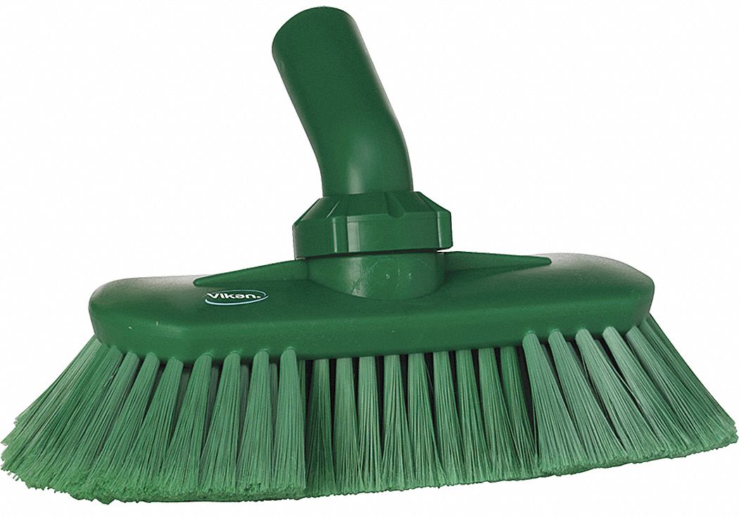 SCRUB BRUSH HEAD, SOFT, POLYESTER, 9¼ IN BRUSH L, 2¾ IN HEAD W, GREEN